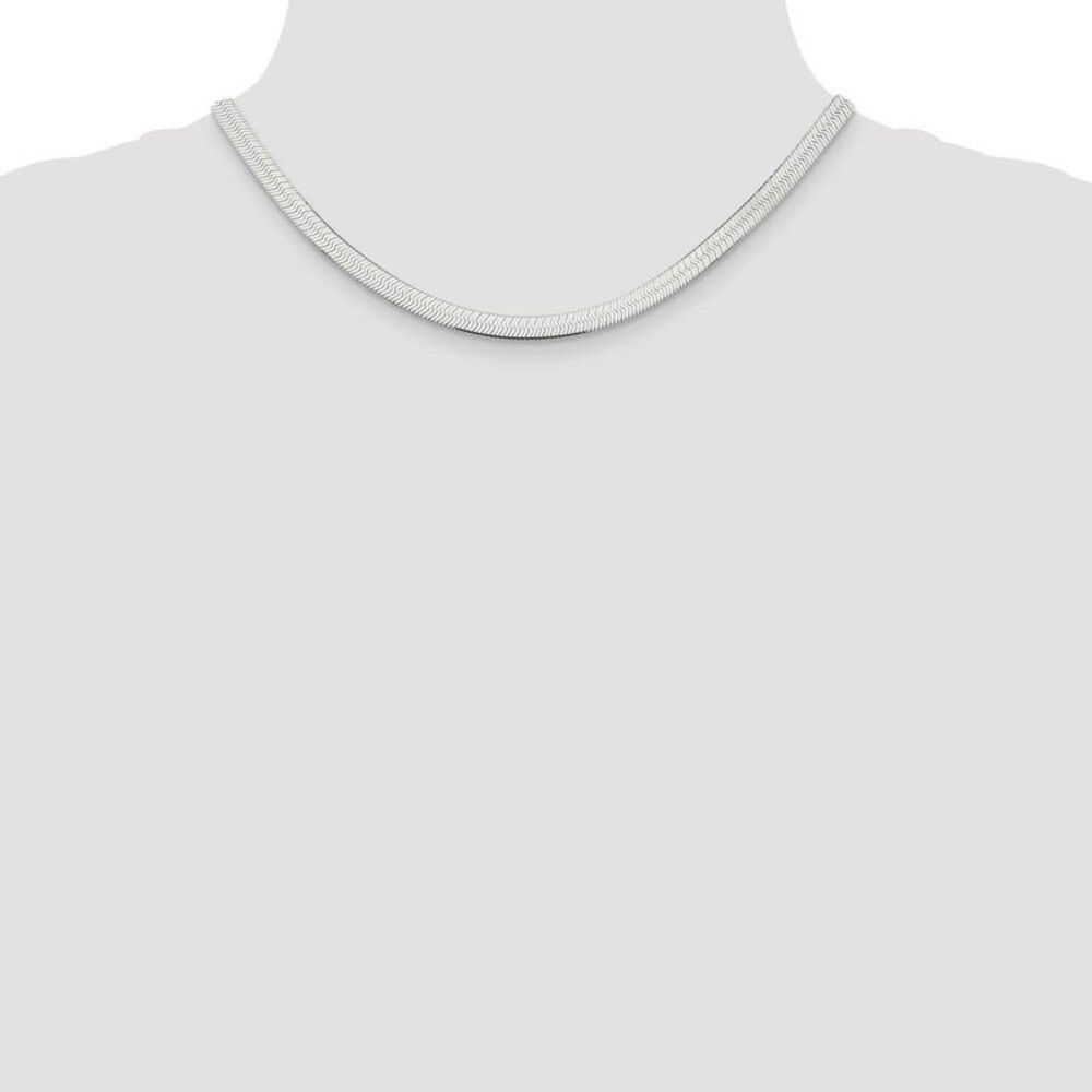 5.25mm, Sterling Silver Solid Herringbone Chain Necklace, 16 Inch - Picture 2 of 8